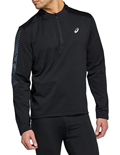 ASICS Icon LS 1/2 Winter Zip T-Shirt, Performance Black/Carrier Grey, M Mens