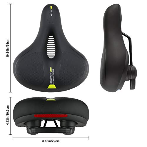 Asiento de Bicicleta Cómodo con Asa, Sillín de Bici Impermeable de Espuma Viscoelástica con Tira Reflectante Asiento de Bicicleta de Ajuste Universal