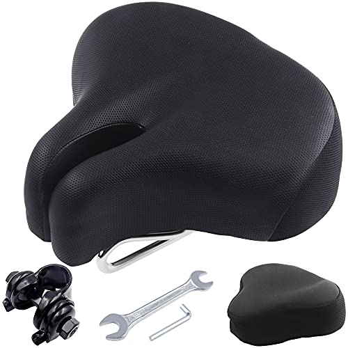 Asiento Universal para Bicicleta sin reposabrazos con Espuma viscoelástica y Doble Amortiguador, Abrazadera para Asiento de Bicicleta sin Nariz súper Suave, Funda para Asiento de Bicicleta