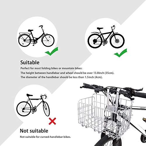 ASPIRER Cesta delantera de bicicleta – Plegable y desmontable de malla metálica de liberación rápida para uso múltiple (Plata)