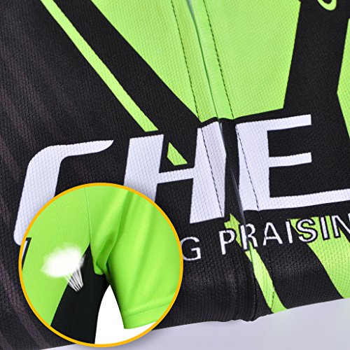 Ateid Maillot de Ciclismo y Pantalones Cortos para Niños Negro-Verde XL 7-9 Años