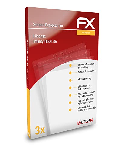 atFoliX Película Protectora Compatible con Hisense Infinity H50 Lite Lámina Protectora de Pantalla, antirreflejos y amortiguadores FX Protector Película (3X)