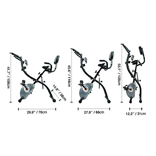 ATIVAFIT Bicicleta de Ciclismo Interior Plegable magnética Vertical Bicicleta estática giratoria reclinable Bicicleta de Ejercicio