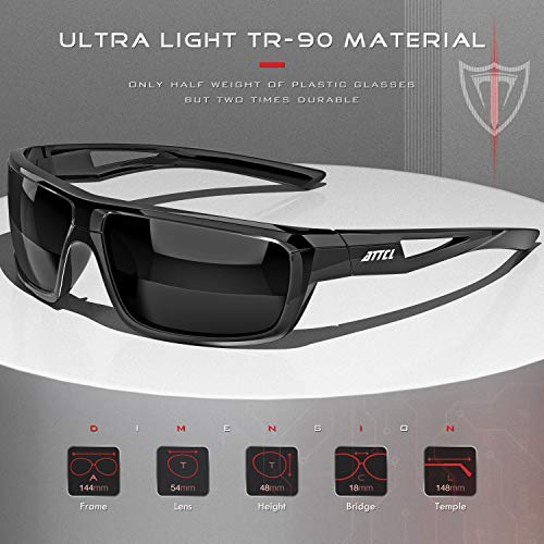 ATTCL Gafas de sol polarizadas para hombre que conduce 100% anti UV400 Gafas de pesca en bicicleta J2021 Black