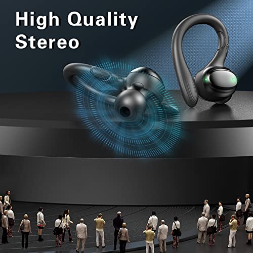 Auriculares Inalambricos, Auriculares Bluetooth 5.1 Sonido Estéreo In-Ear Auriculares Deportivos 48 Horas de reproducción Control tactil Cascos Inalambricos IPX7 Impermeable para Running Sport Negro