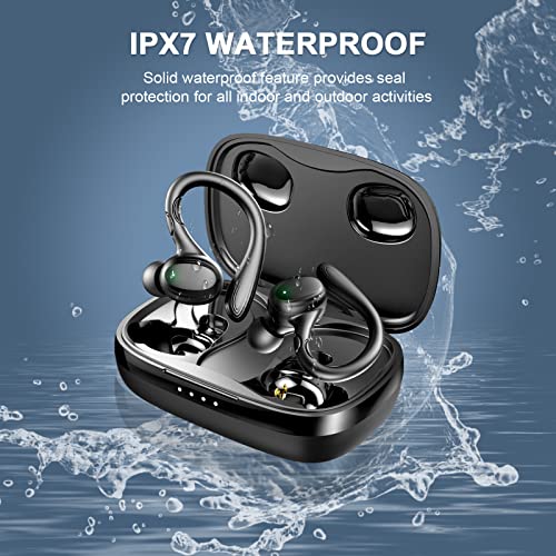Auriculares Inalambricos, Auriculares Bluetooth 5.1 Sonido Estéreo In-Ear Auriculares Deportivos 48 Horas de reproducción Control tactil Cascos Inalambricos IPX7 Impermeable para Running Sport Negro