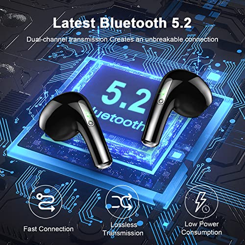 Auriculares Inalámbricos, Auriculares Bluetooth 5.2 con Mic Mini Auriculares Inalambricos Bluetooth HiFi Estéreo IP7 Impermeable Cascos Inalámbricos, USB-C Pantalla LED 40H In Ear Auriculares Running