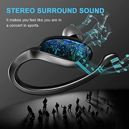 Auriculares Inalambricos Deportivos, Auriculares Bluetooth 5.1 con Micrófono,Gancho Oreja,IPX7 Cascos Inalambricos In Ear Auriculares Deporte Running Correr, CVC8.0 Reducción de Ruido, 30H USB-C Carga