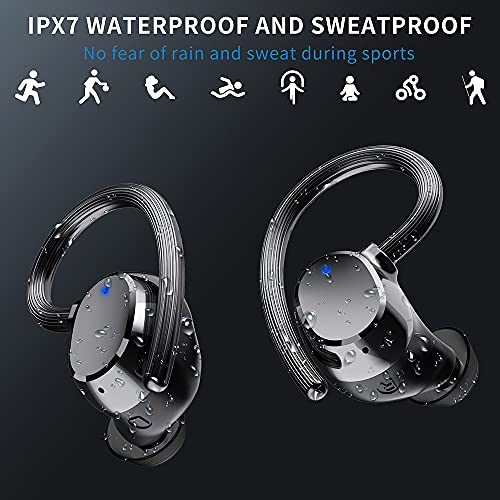 Auriculares Inalámbricos Deportivos, Auriculares Bluetooth 5.1 Deporte IPX7 Impermeable Cascos Inalámbricos con Mic 48H Estéreo Cancelación de Ruido In-Ear Auriculares Running/Sport-2021 Actualizado