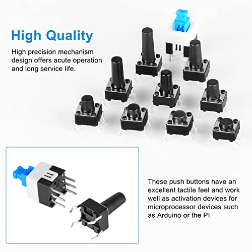 Aussel 10 valores 180 piezas pulsador táctil interruptor Micro momentáneo Tacto Kit Surtido