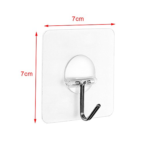 AUSTOR 16 Piezas Ganchos de Pared Adhesivo Ganchos de Comando Transparente(7.2cm x 7.2cm) para Colgador de Cocina Baño Puerta Techo, 22 Libras / 10kg