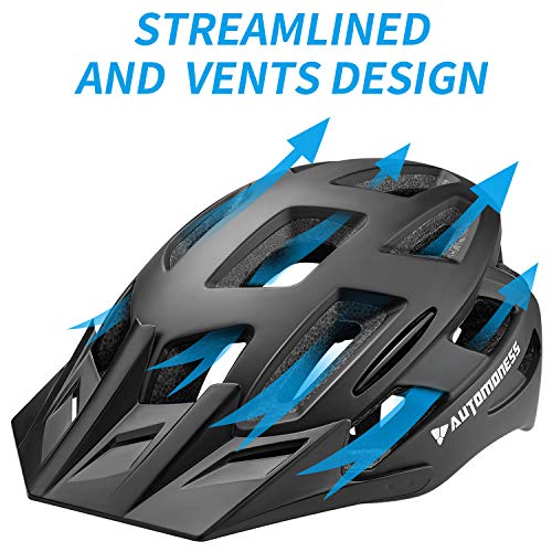 Automoness Casco Bicicleta con Luz LED,Casco Bici con CE Certifiacdo,Ajustable Deporte Cascos Bici Bicicleta Camino Mountain Biking Motocicleta Hombres Mujeres Adultos Casco