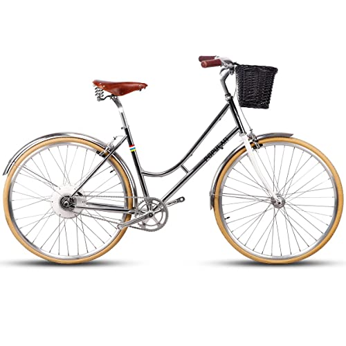 AVASTA Cesta para Bicicleta de cruceros de 24", 26", 700C, 20", Bicicletas Plegables, Scooters, E-Scooters, Accesorios de Bicicleta, Talla M, Negro