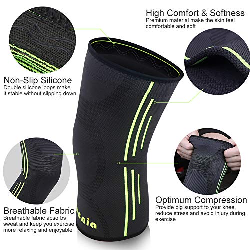 Awenia Rodilleras Deportivas (1 Par) Rodillera de compresión para Crossfit Correr Deportes Baloncesto Desgarro de Meniscos Artritis Alivio para el Dolor en Las Articulaciones - para Hombres y Mujeres