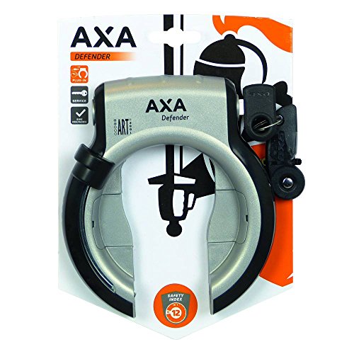 AXA Sicherheits-Rahmenschloss 'Defender RL' SB-verpackt, Befestigung am gelochten Hinterbau, Schlüssel nicht abziehbar ohne Befestigungsmaterial, zusätzliche Bohrung für Schutzblechmontage, mit Klappschlüssel, max. Reifenbreite 49mm, si