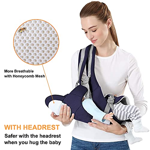 Azeekoom Mochila Portabebés Ergonómica con Asiento de Cadera Reposacabezas, Algodón Puro Ligero y Transpirable para Bebés y Niños de 0 a 36 Meses (Menos de 25 kg)