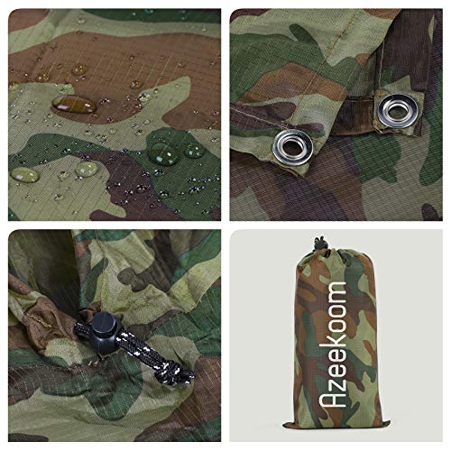 Azeekoom Poncho de Lluvia Impermeable,3 en 1 Multifuncional Chubasquero Transpirable Ultrafino/Toldo Manta/Estera de Camping para Aire Libre Picnic Trekking Camping Senderismo