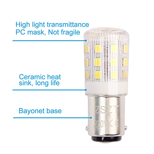 Ba15d led 220v Bombilla Maquina Coser, Talla pequeña 5 vatios Blanco frío 6000K, equivalente de bulbo del halógeno 35W (2 unidades)