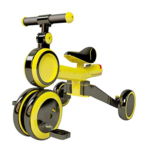 Baby Trike Kids Trike - Juguetes de bicicleta de equilibrio para bebés, niños dos en uno con música y luces, bicis adecuados para niños de 1 a 5 años, amarillo s para niños de 1 a 3 años Happy house