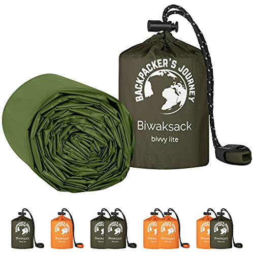 Backpacker's Journey Saco de dormir de emergencia ultraligero e impermeable, ideal para camping, senderismo y aventuras (verde)