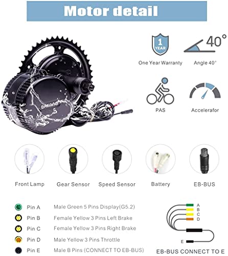 Bafang BBS02B 48V 750W BBS02 8FUN Kit de Bicicleta Eléctrica con batería y Cargador E Bike Motor 8fun Mid Conversion Kit para Bicicleta de Montaña Eléctrica