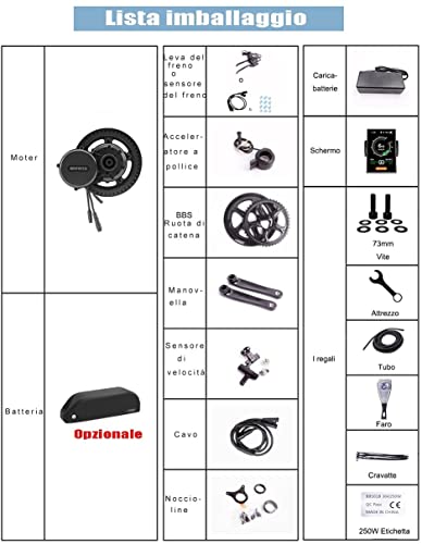 Bafang BBS02B 48V 750W BBS02 8FUN Kit de Bicicleta Eléctrica con batería y Cargador E Bike Motor 8fun Mid Conversion Kit para Bicicleta de Montaña Eléctrica