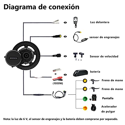 Bafang Bicicleta Eléctrica BBS02B Kit de Conversión 48V 750W Kit de Componentes de Bicicleta Eléctrica o Motor Central con Batería 48V 13/16 / 17.5 / 20Ah (Opcional) 48V750W-C18-44T-48V 20AH