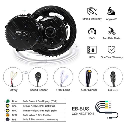 BAFANG Ebike BBS02B 48V 750W Kit de Conversión de Bicicleta de montaña con Motor Central Bicicleta con Batería de 48V 11.6/13/17.5/18Ah Hailong, Batería Yingwu 20Ah, 15Ah/17,5Ah Portaequipajes Batería