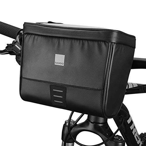 BAIGIO Bolsa para Manillar Bicicleta Bolsa Delantera de Bicicleta Impermeable Bolsa Delantera Bici Montaña con Pantalla Táctil para Movil GPS, 2L (Negro)