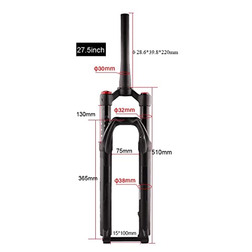 BaiHogi 27.5/29 Pulgadas Tenedor 130mm Viaje, rebajados Tupe Bicicleta de montaña Suspensión Tenedor Ajuste de Rebote, Manual de Bloqueo del Aire Amortiguador Accesorios de Montaje de Bicicletas