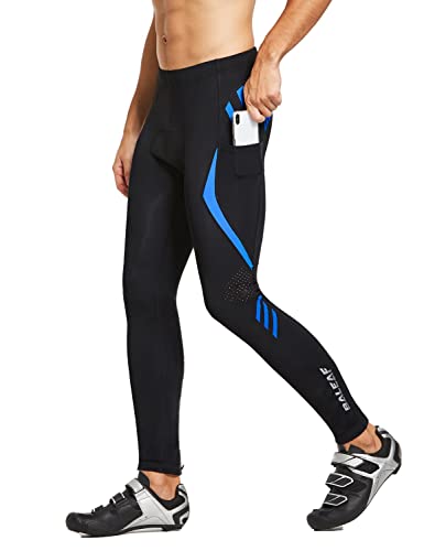 BALEAF Pantalones de ciclismo de bicicleta 4D acolchados Bicicletas Medias MTB Riding Leggings bolsillos con cremallera UPF50+ - azul - Small