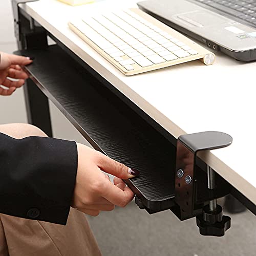 Bandeja ergonómica para teclado debajo del escritorio, extensor de escritorio ajustable en altura con sistema de montaje de abrazadera en C para escribir y trabajar con el mouse (65 cm/25,6 pulgadas