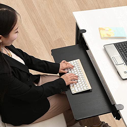 Bandeja ergonómica para teclado debajo del escritorio, extensor de escritorio ajustable en altura con sistema de montaje de abrazadera en C para escribir y trabajar con el mouse (65 cm/25,6 pulgadas