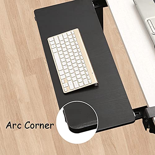 Bandeja ergonómica para teclado debajo del escritorio, extensor de escritorio ajustable en altura con sistema de montaje de abrazadera en C para escribir y trabajar con el mouse (65 cm/25,6 pulgadas