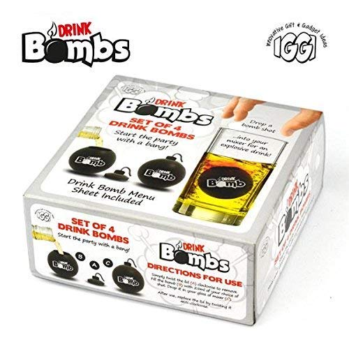 Bar Amigos - Juego de 4 tarjetas para recetas de bebidas y cócteles, color negro, 25 ml, ideal para fiestas Jagermaister, Red Bull