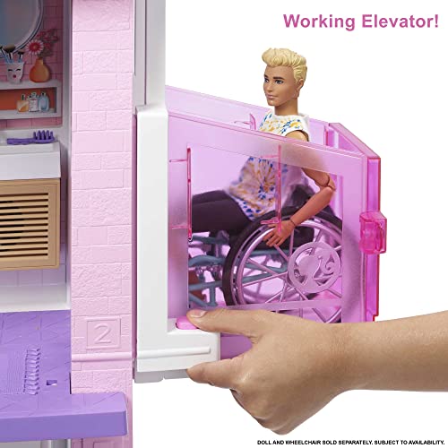 Barbie Casa de Muñecas Dreamhouse - Con Piscina, Tobogán y Ascensor - Luces y Sonido - 75+ Piezas - 104 x 109 cm - Regalo para Niños de 3-7 Años
