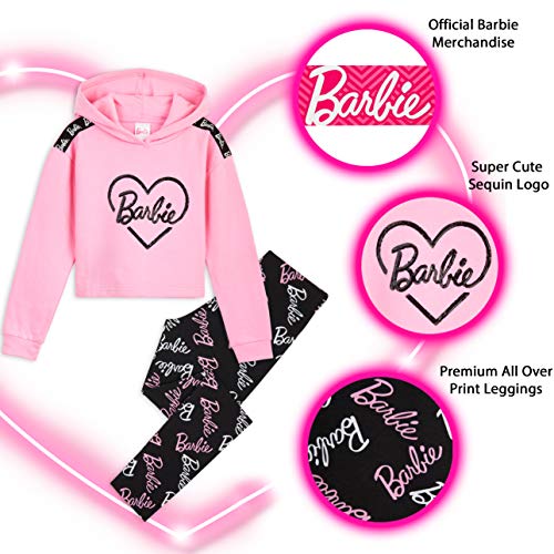 Barbie Chandal Niña, Ropa Niña de Algodon, Set de Sudadera con Capucha y Leggins Niña, Sudadera Niña Rosa, Regalos para Niñas y Adolescentes 4-14 Años (Multicolor, 5-6 Años)