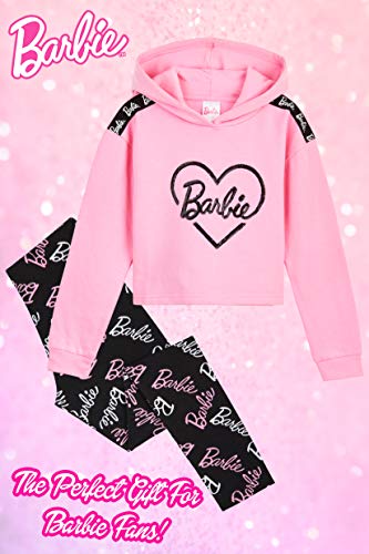 Barbie Chandal Niña, Ropa Niña de Algodon, Set de Sudadera con Capucha y Leggins Niña, Sudadera Niña Rosa, Regalos para Niñas y Adolescentes 4-14 Años (Multicolor, 5-6 Años)