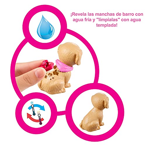 Barbie Tienda de mascotas Muñeca con establecimiento de animales y accesorios para mascotas de juguete (Mattel GRG90)