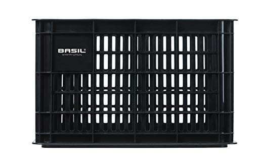 Basil Crate M Caja de Bicicleta para el portaequipajes de la Rueda Delantera, Unisex Adulto, Negro, 40 cm x 33 cm x 25 cm