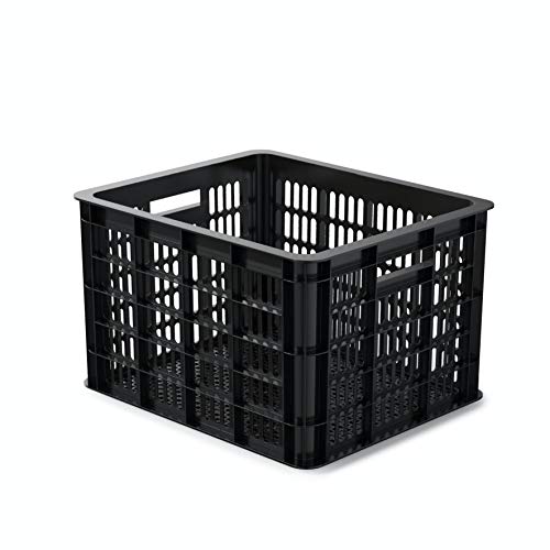 Basil Crate M Caja de Bicicleta para el portaequipajes de la Rueda Delantera, Unisex Adulto, Negro, 40 cm x 33 cm x 25 cm