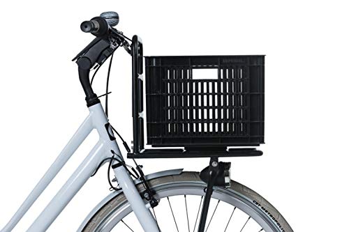 Basil Crate M Caja de Bicicleta para el portaequipajes de la Rueda Delantera, Unisex Adulto, Negro, 40 cm x 33 cm x 25 cm