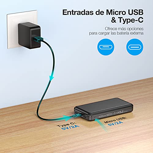 Batería Externa 26800mAh Power Bank con 2 Salida y 2 Entrada Cargador Movil Portátil Compatible con para Xiaomi Redmi Samsung Huawei y más Smartphone