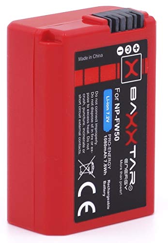 Baxxtar Pro NP-FW50 (2X) Compatible con batería Sony (1080mAh Real) Infochip - Sistema de batería Inteligente