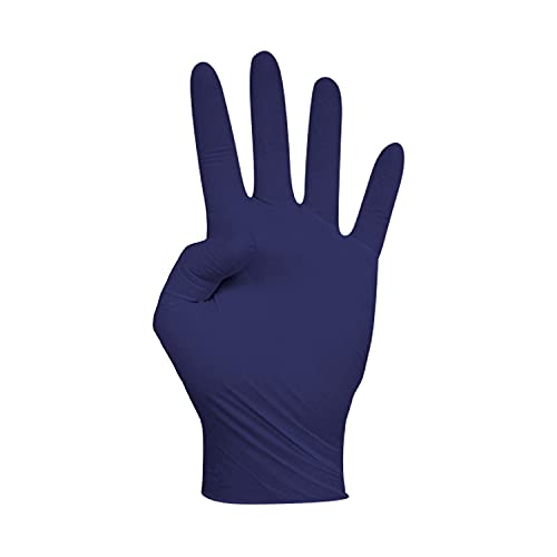 Bayeco - Guantes un solo uso - Nitrilo - Color Azul Oscuro - Ambidiestros - Dedos texturizados para mejor agarre - Aptos para alérgicos al látex - Pack dispensador de 30 unidades - Talla M