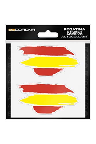 BC Corona Adh06593 2 Pegatinas Bandera España Pincel Vinilo 10 X 4,5 cm, Set de 2