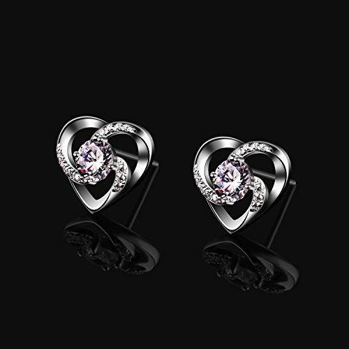 B.Catcher Pendientes Mujer corazón Plata de Ley 925 ''Amor a Primera Vista'' con San Valentín Regalo Originales