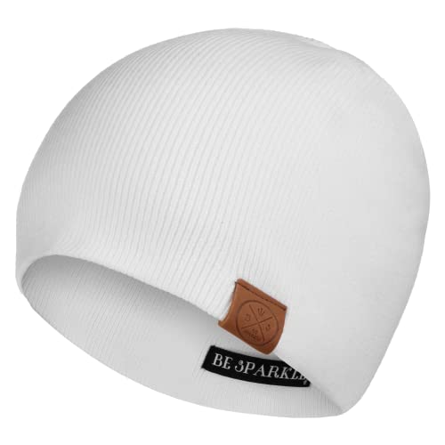 Be Sparkle - Gorro unisex de algodón para invierno, cálido, elástico, suave, talla única.., Blanco, talla única