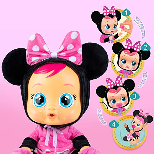 BEBÉS LLORONES Minnie | Muñeca interactiva que Llora de verdad con Chupete y Pijama de Minnie - Juguete muñeco para niñas y niños +18 Meses