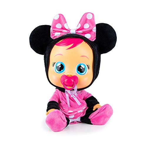 BEBÉS LLORONES Minnie | Muñeca interactiva que Llora de verdad con Chupete y Pijama de Minnie - Juguete muñeco para niñas y niños +18 Meses